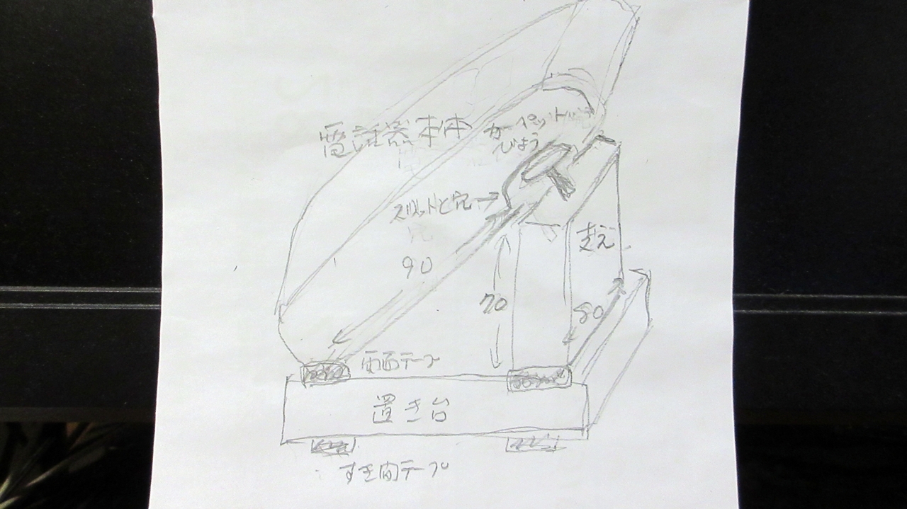 電話機を斜めに固定するためのイメージ図