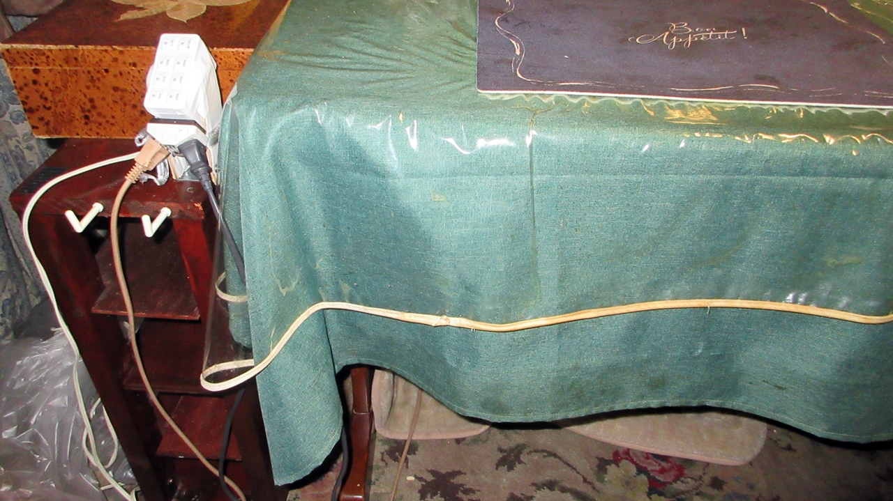 食卓と袖棚上のタイマー付きスイッチのようす