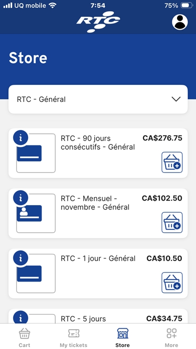 RTCチケット選択画面