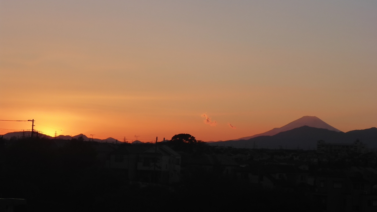 富士山2023年11月20日日没直後