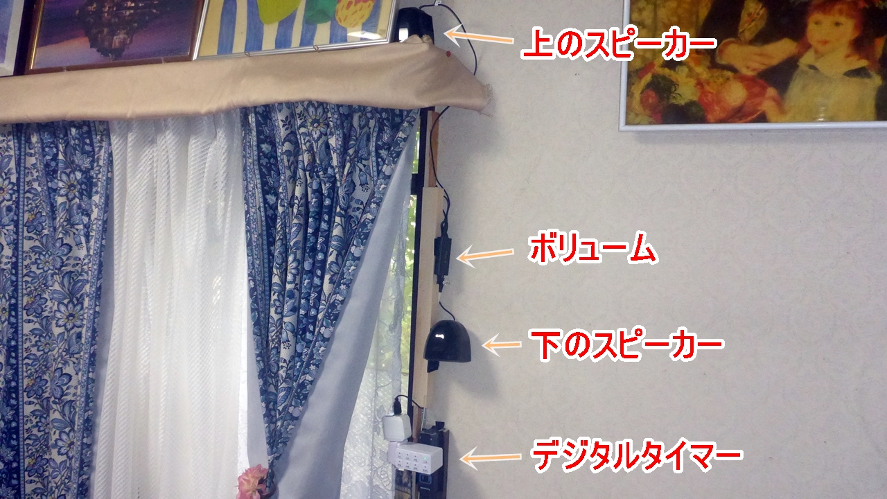 後ろに設置したテレビスピーカー一式のようす