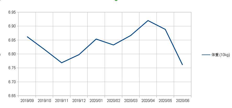 体重遷移グラフの2020年6月までをわかりやすく加工