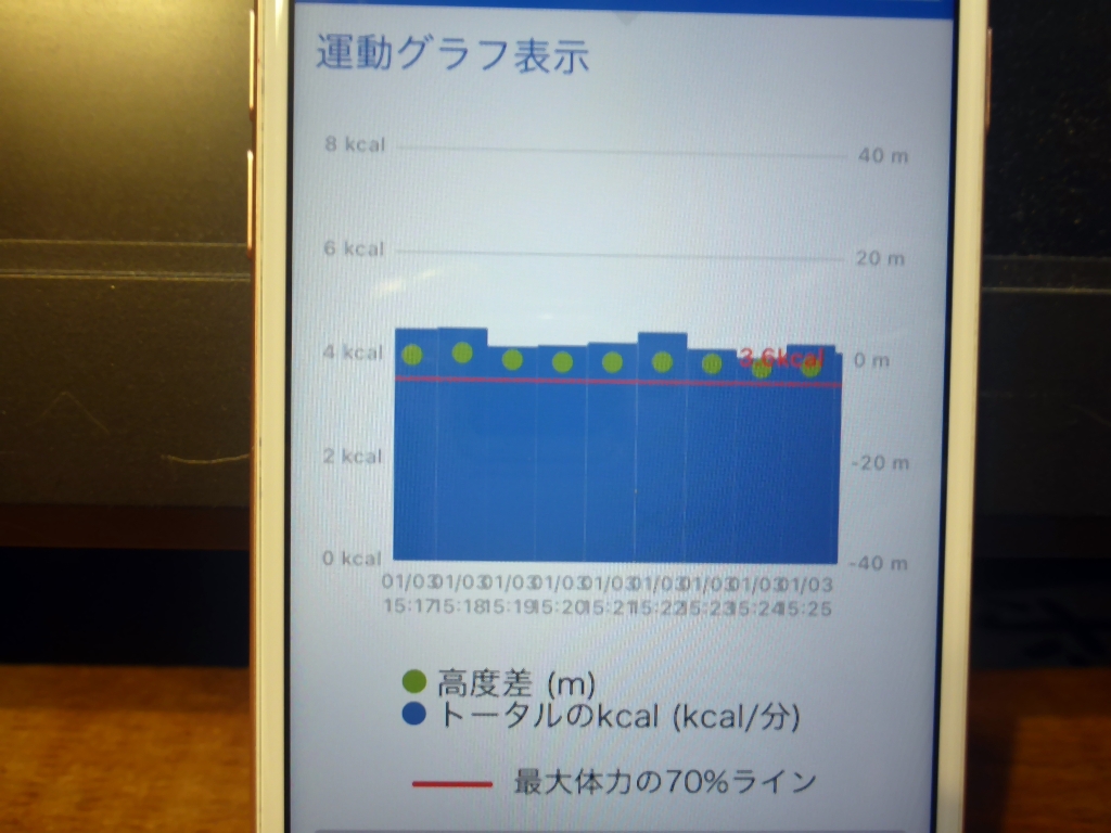 アプリの運動グラフ表示フラット画面