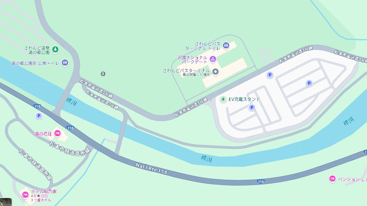 さわんど第3駐車場周辺のGoogleMap